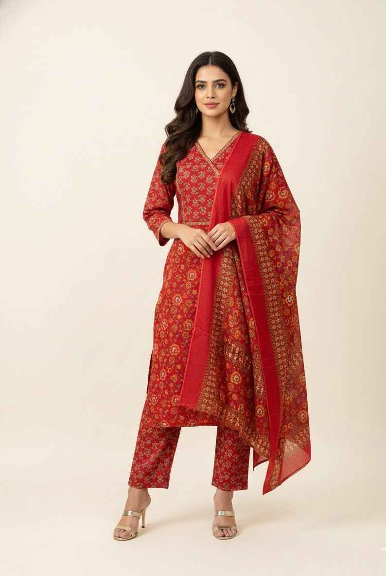 Pure Cotton Three Piece Dupatta Set CS0250