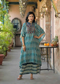 Pure Muslin Free style kaaftan in pure Ajrakh print.