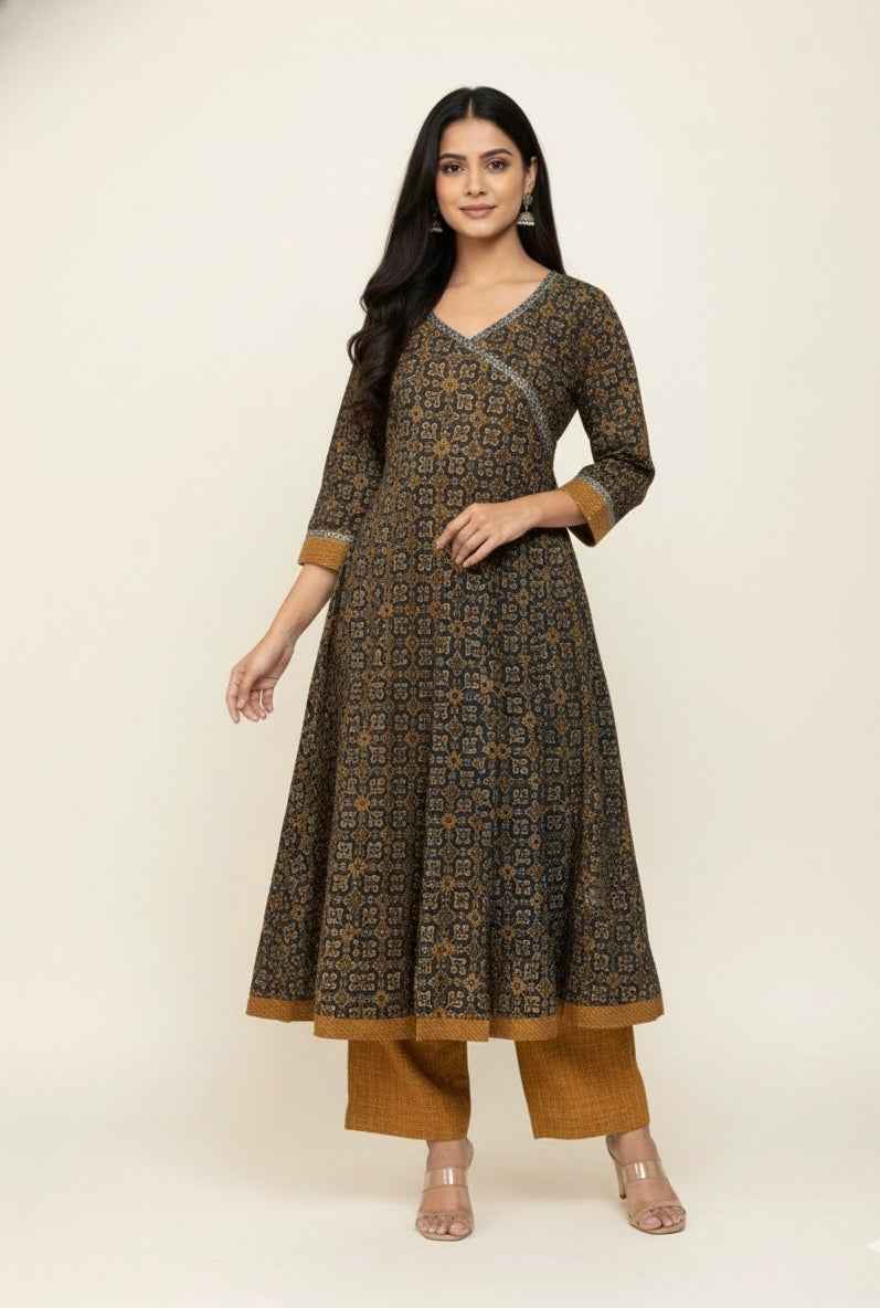 Pure Cotton Three Piece Anarkali  Dupatta Set ANK016
