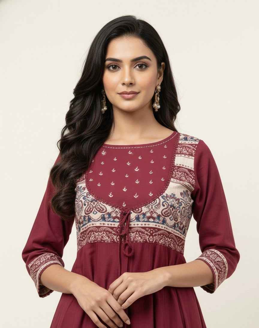 Pure Cotton Three Piece Anarkali  Dupatta Set ANK015