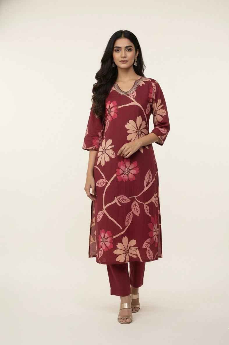 Pure Cotton Three Piece Dupatta Set  CS0258