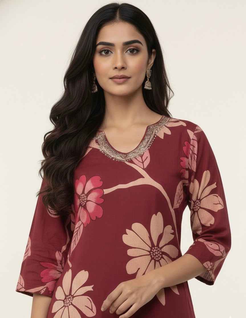 Pure Cotton Three Piece Dupatta Set  CS0258