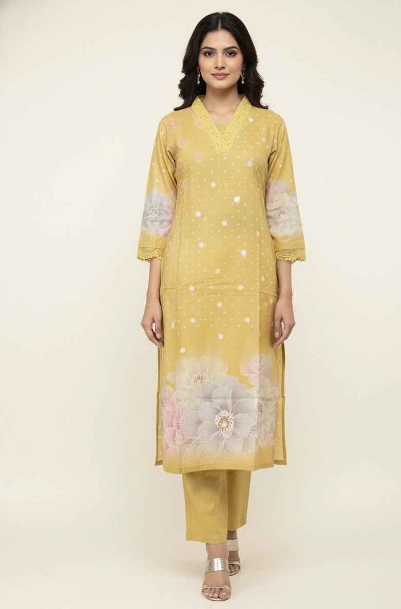 Pure Cotton Three Piece Dupatta Set  CS0259