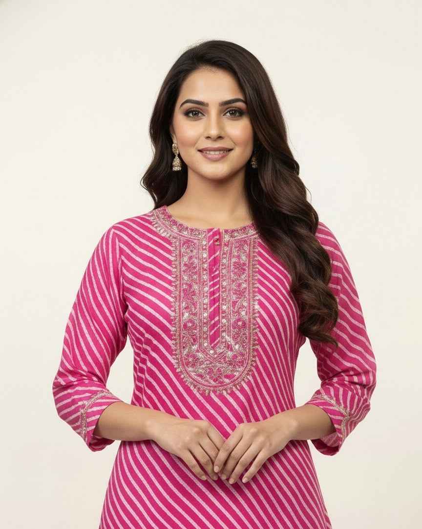 Pure Cotton Three Piece Dupatta Set  CS0257