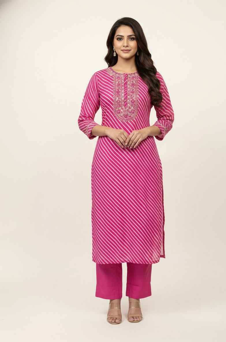 Pure Cotton Three Piece Dupatta Set  CS0257