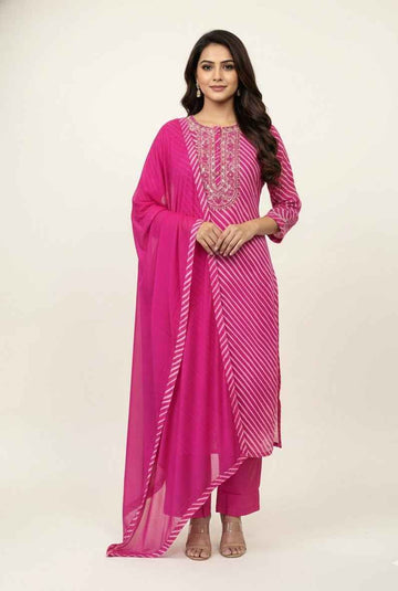 Pure Cotton Three Piece Dupatta Set  CS0257