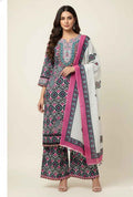 Pure Cotton Three Piece Dupatta Set With Palazzo  CS0253