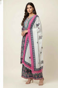 Pure Cotton Three Piece Dupatta Set With Palazzo  CS0253