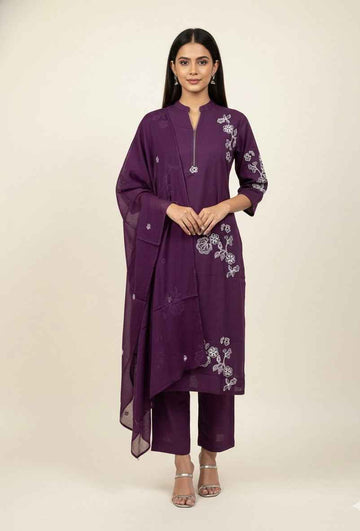 Pure Cotton Three Piece Dupatta Set CS0261