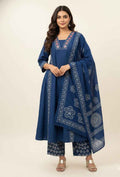 Pure  Cotton A Line Anarkali Dupatta Set ANK022