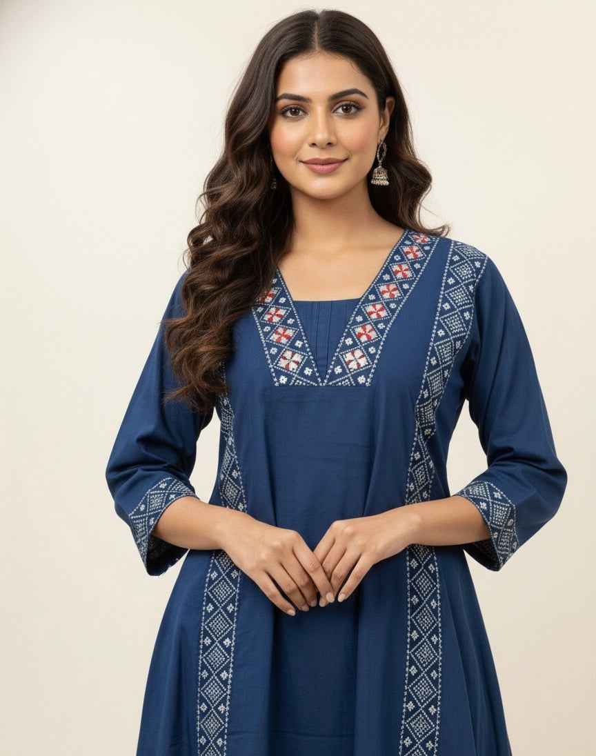 Pure  Cotton A Line Anarkali Dupatta Set ANK022