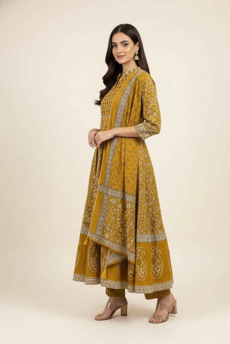 Pure Cotton A Line Anarkali Dupatta Set ANK020
