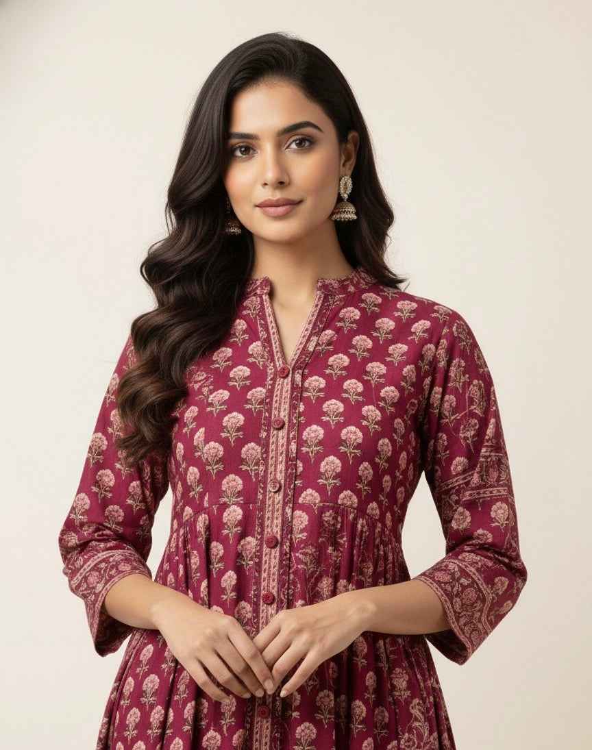 Pure Cotton A Line Anarkali Dupatta Set ANK021