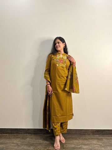Pure Cotton Straight Dupatta Set