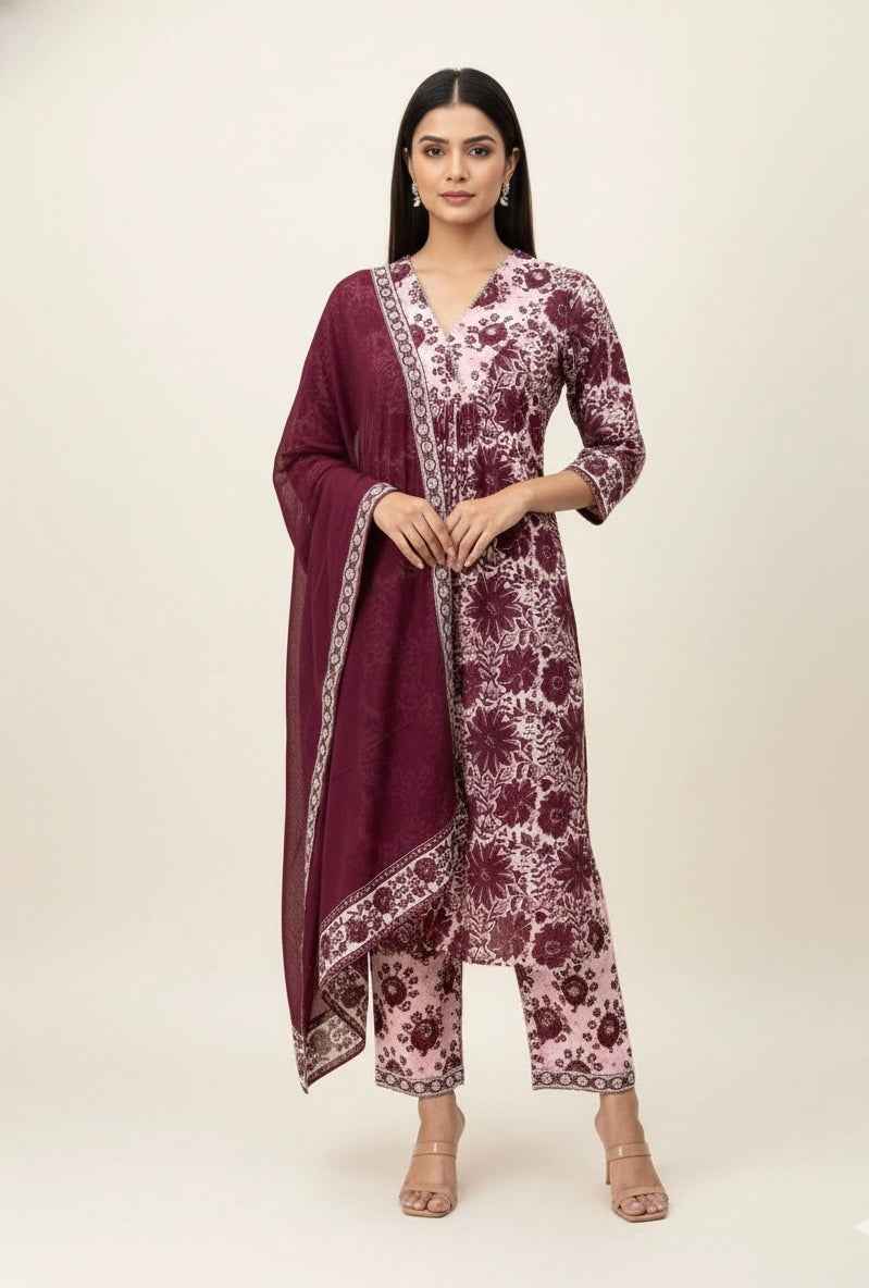 Pure Cotton Three Piece Dupatta Set CS0263
