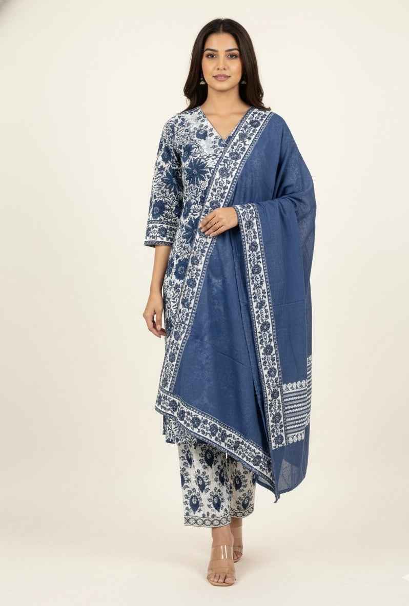 Pure Cotton Three Piece Dupatta Set CS0263