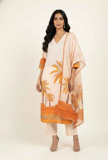 Pure Cotton Three Piece Dupatta Set CS0264