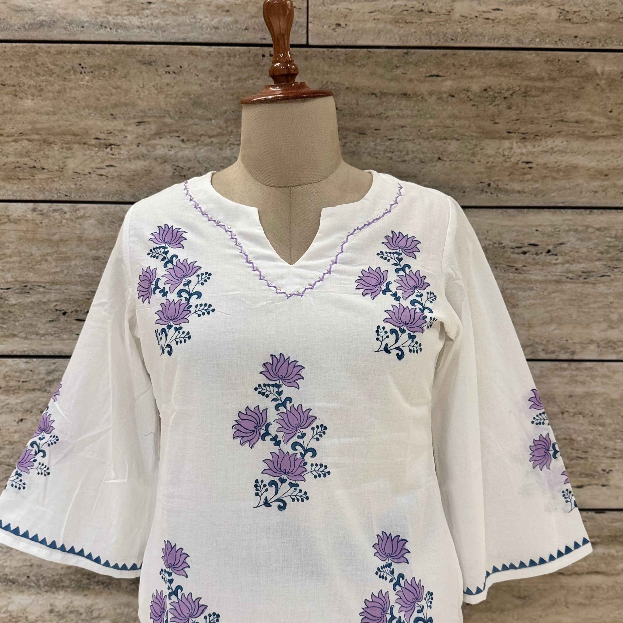 Hand Block Pure Cotton Short Top