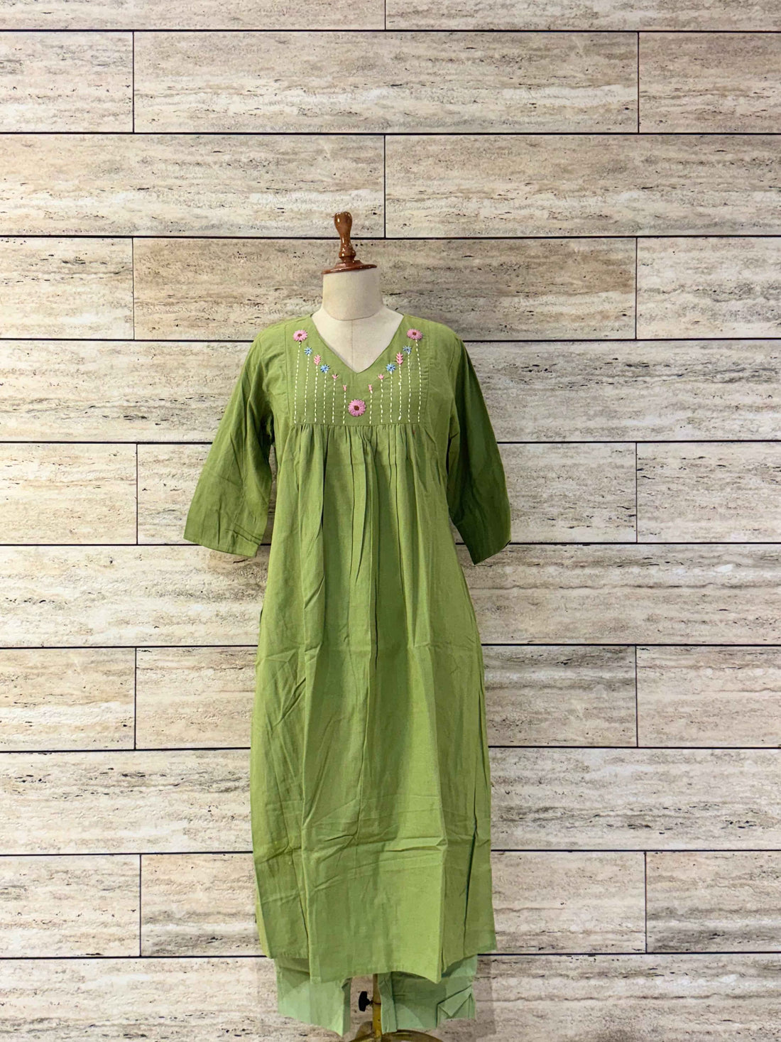 Solid Base Pure Cotton Two Piece Pant Set RS017
