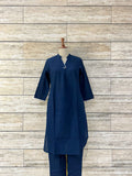 Solid Base Deep Blue Two Piece Pant Set RS014