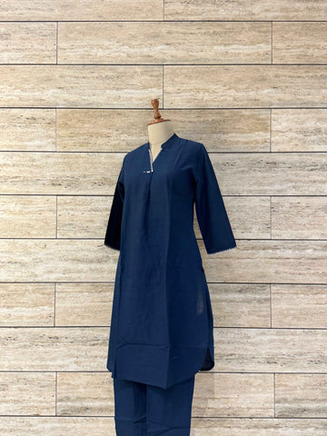 Solid Base Deep Blue Two Piece Pant Set RS014