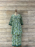 Floral Print Pure Cotton Round Neck Pant Set RS012