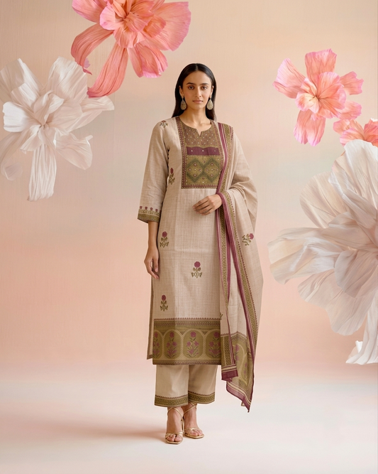 Pure Kota Doriya Dupatta Set With Inner KD047