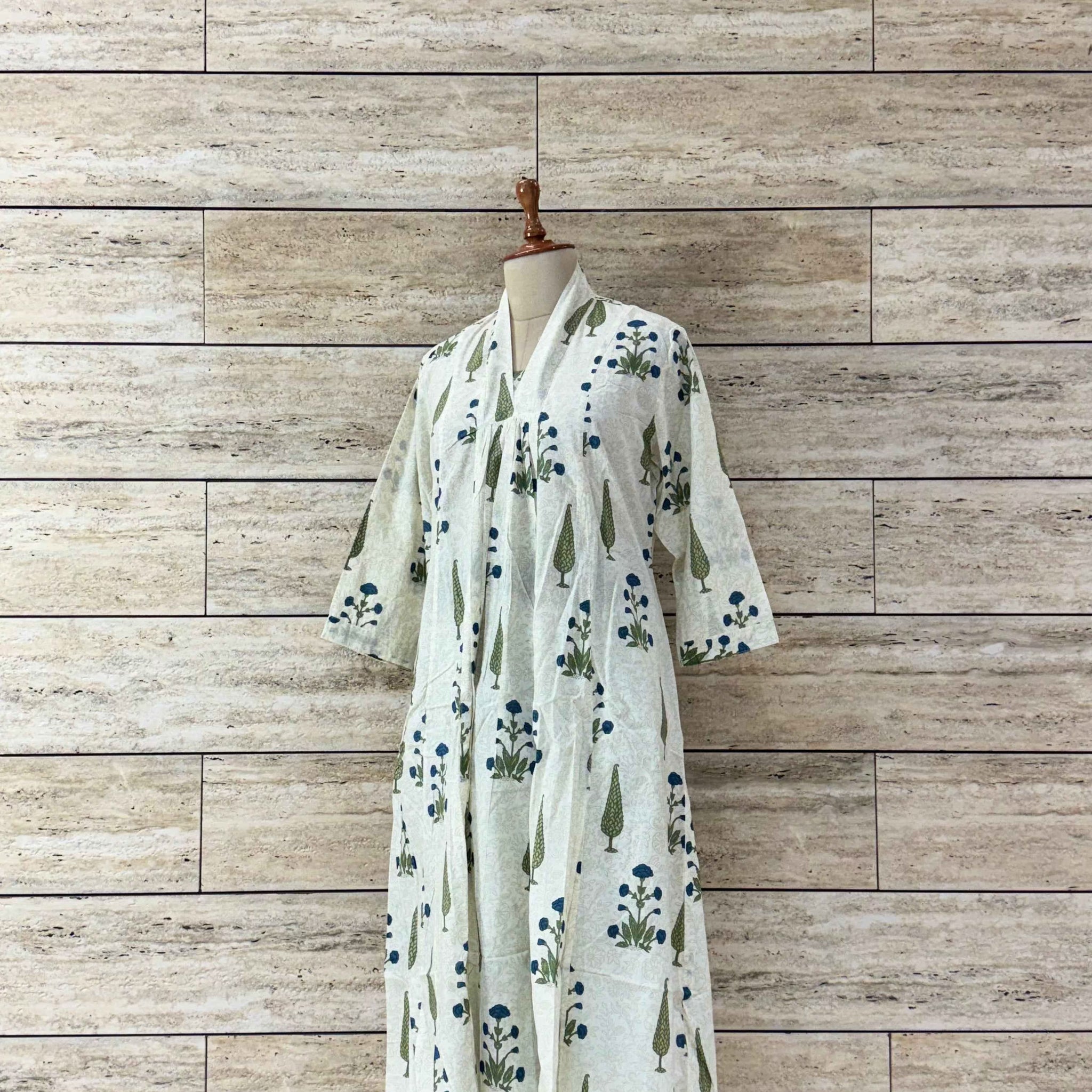 Floral Print A Line Pure Cotton Two Piece Pant Set RS003