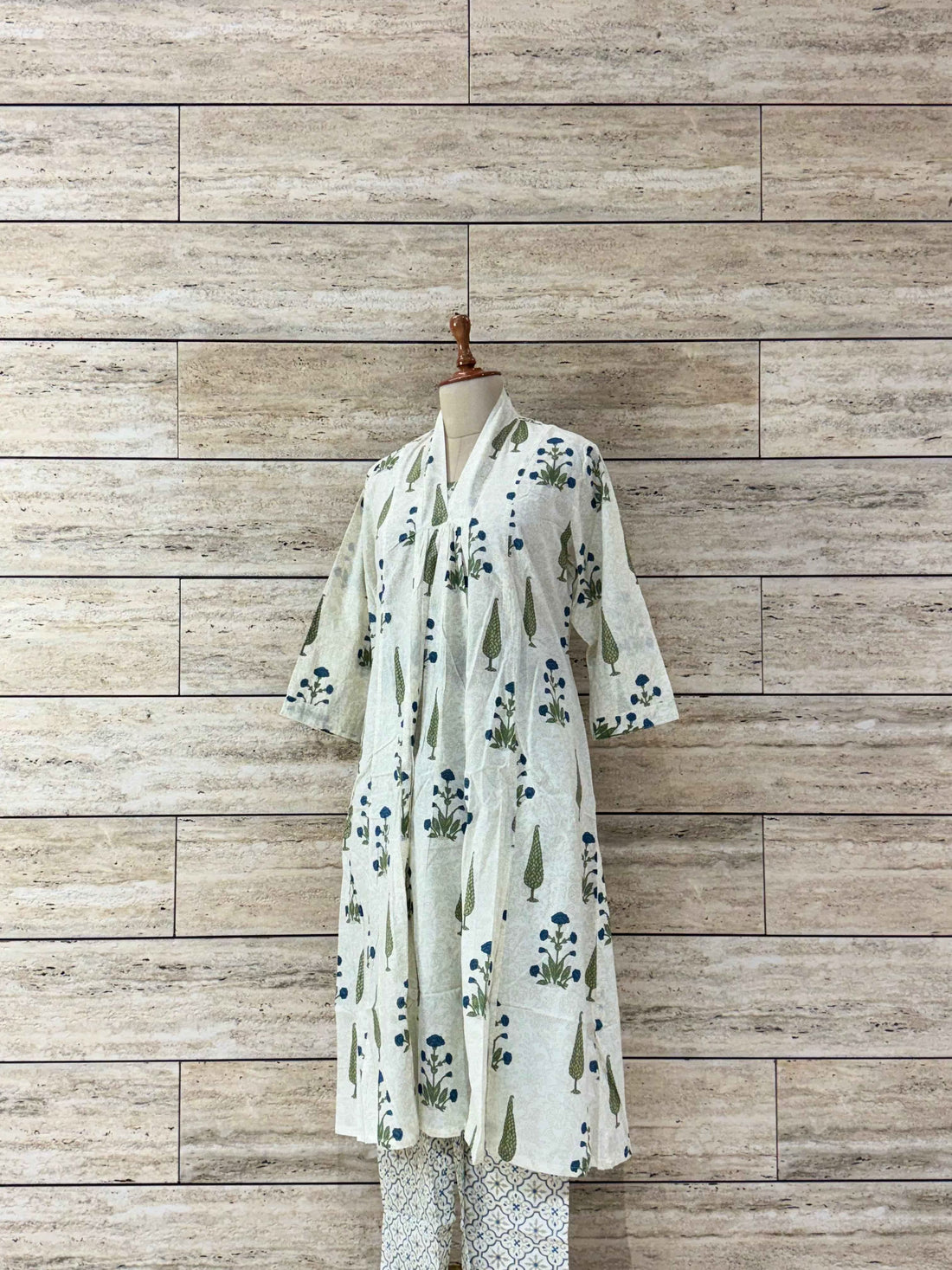 Floral Print A Line Pure Cotton Two Piece Pant Set RS003