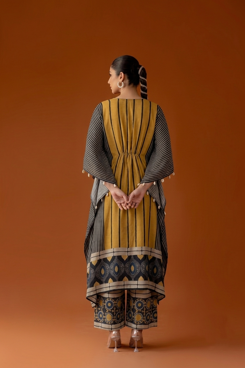 Printed Kaftan Set In Muslin Fabric MK0036