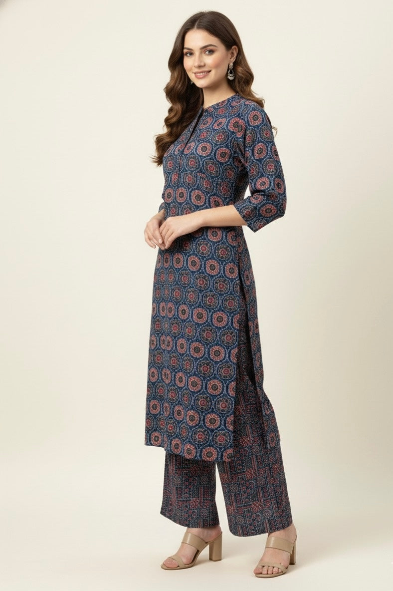 Pure Cotton Block Print Two Piece Pant Set  PS053