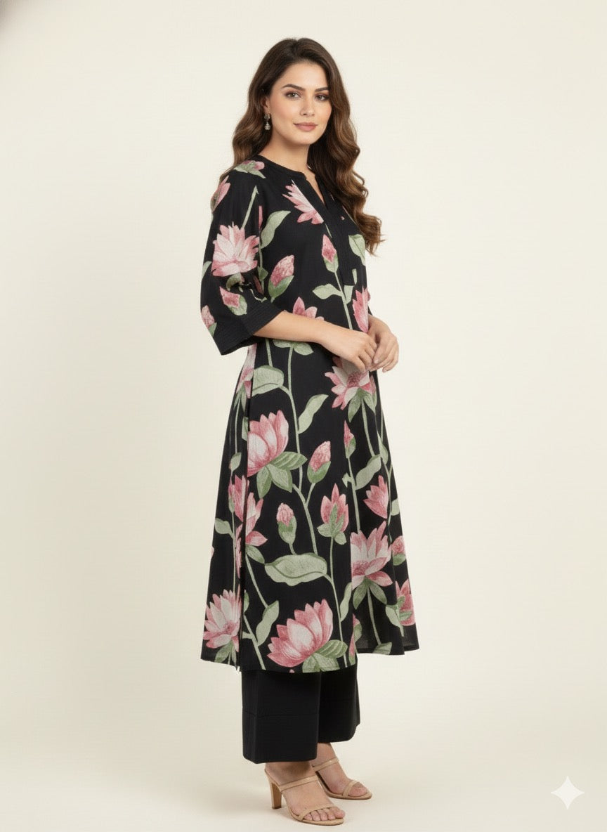 Cotton Floral Print Two Piece Pant Sets    PS017