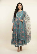 Pure Cotton floral print anarkali Dupatta Set ANK025
