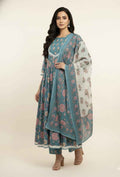 Pure Cotton floral print anarkali Dupatta Set ANK025