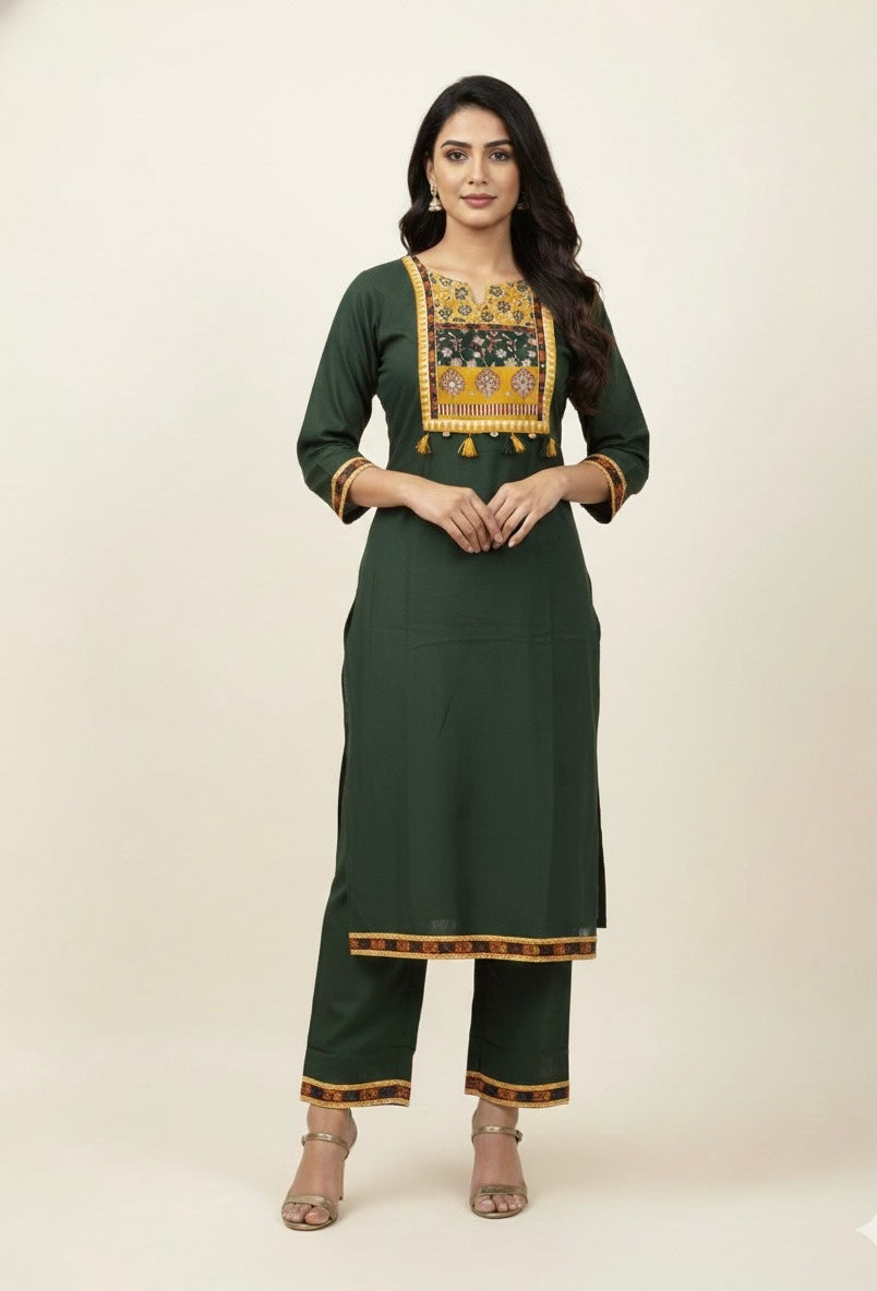 Pure cotton solid pattern with printed Dupatta set CS0123