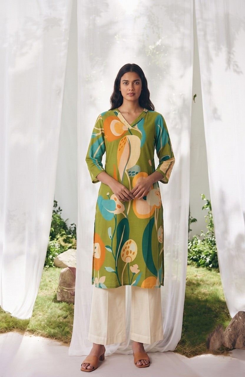Pure Muslin Floral Print Only Kurtas Set MOK004