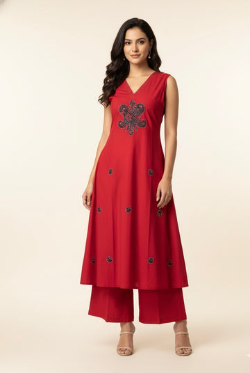 Pure Cotton A Line Two Piece Pant Set PS055