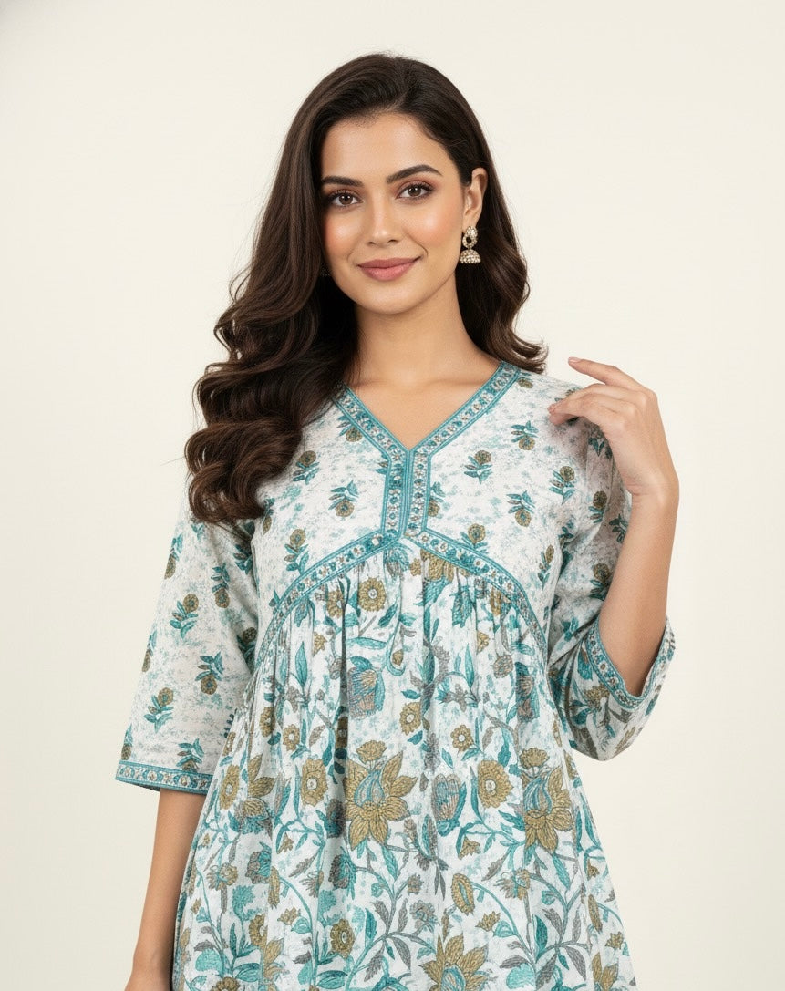 Pure Cotton Aliya Cut Two Piece With Embroidery PS051