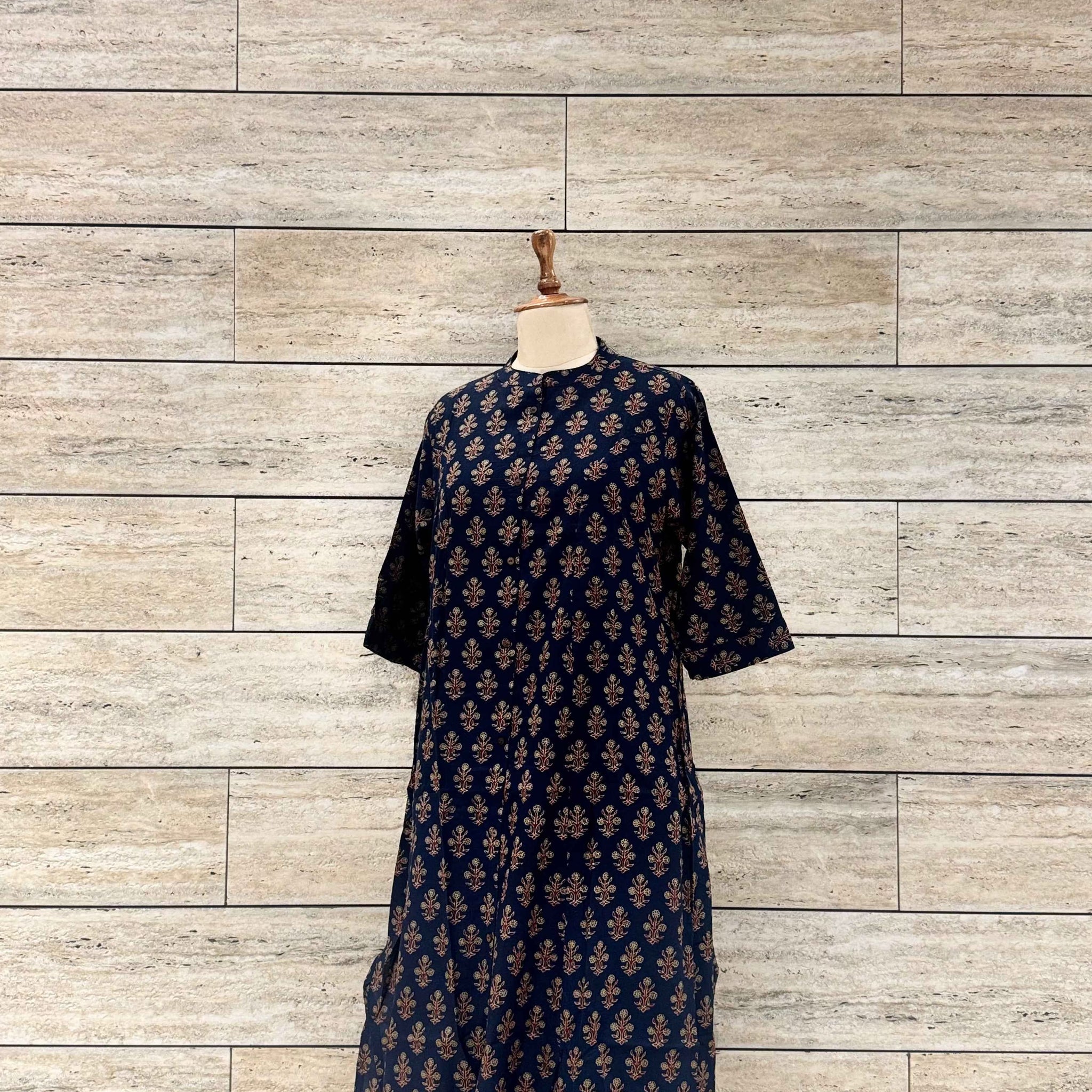 Floral Print Deep Blue Two Piece Pant Set RS032