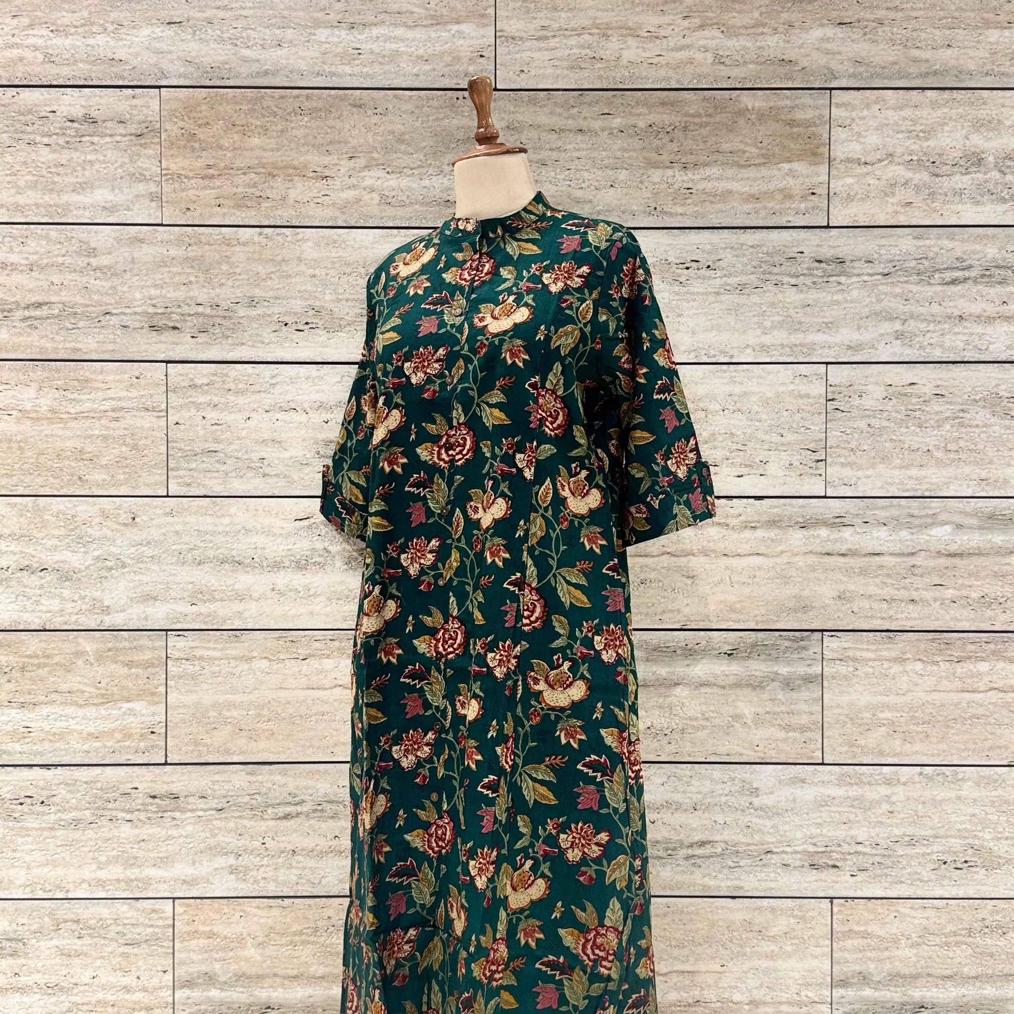 Floral Print Deep Green Two Piece Pant Set RS031