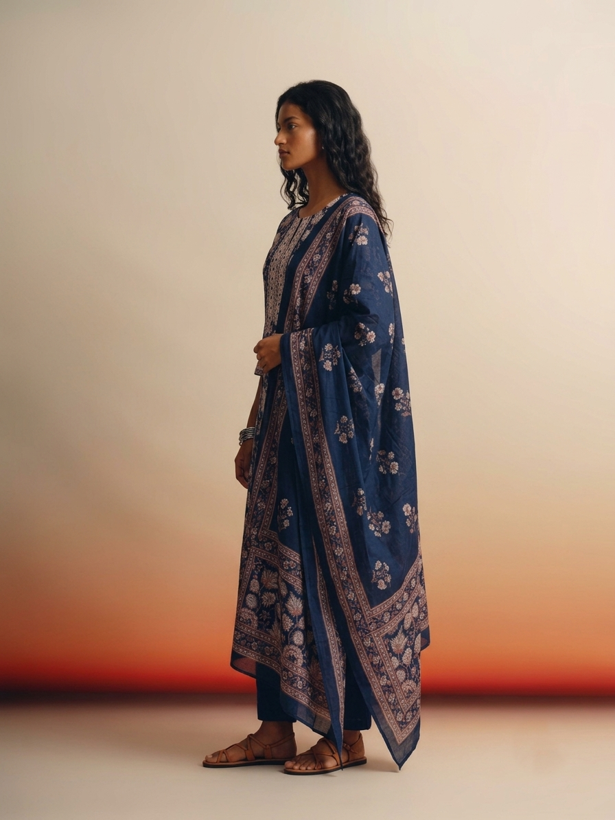 Pure Cotton Three Piece Dupatta Set