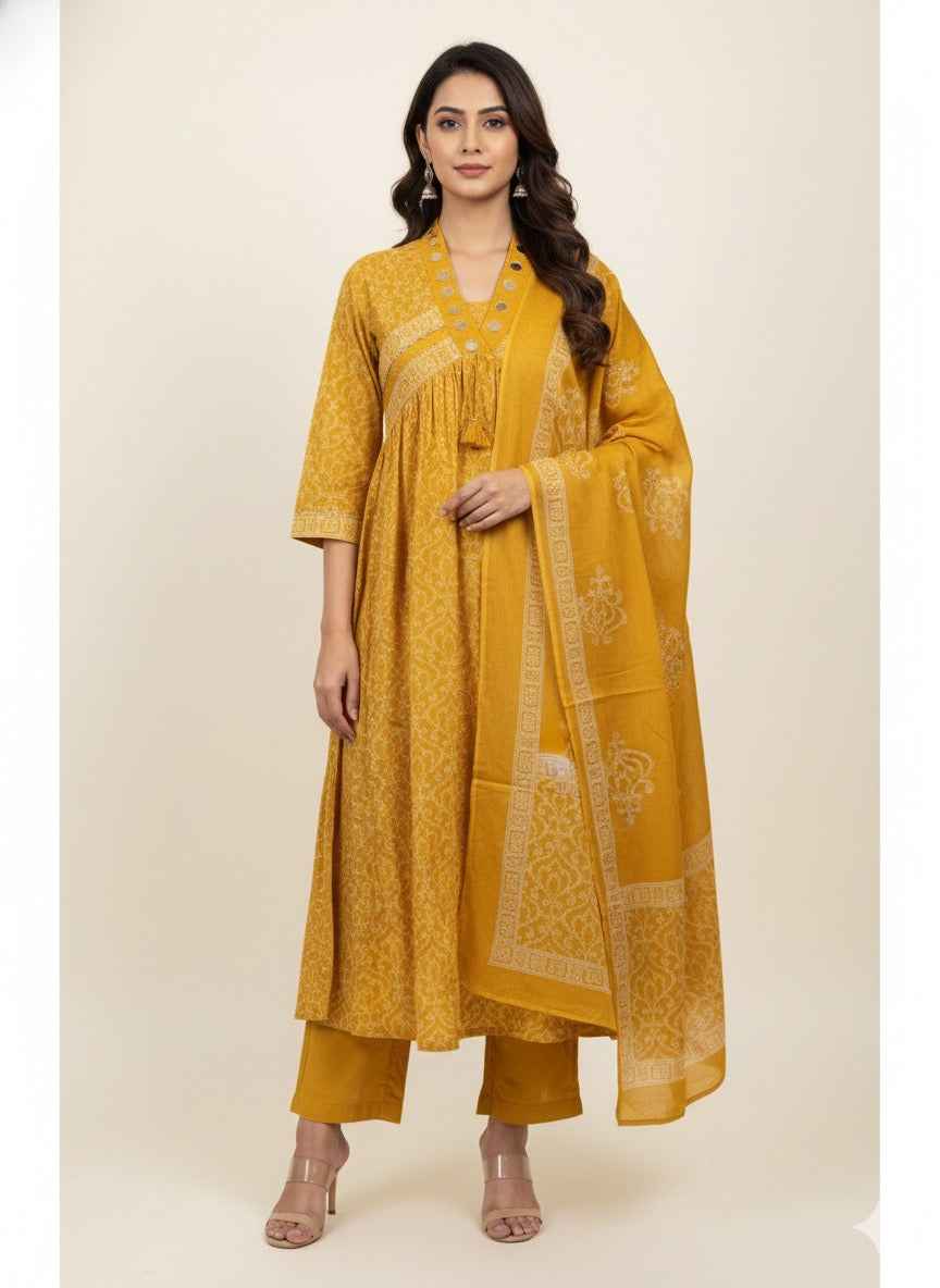 Pure Cotton A Line Dupatta Set CS0272