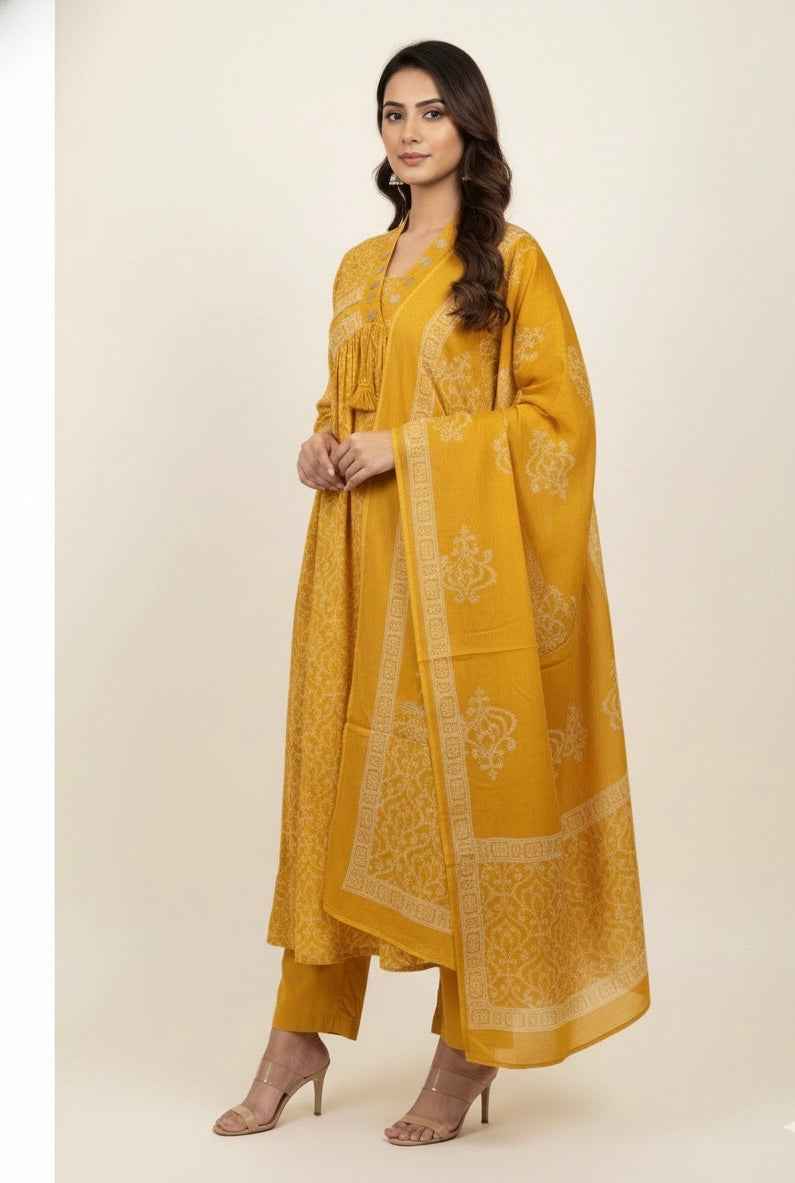 Pure Cotton A Line Dupatta Set CS0272