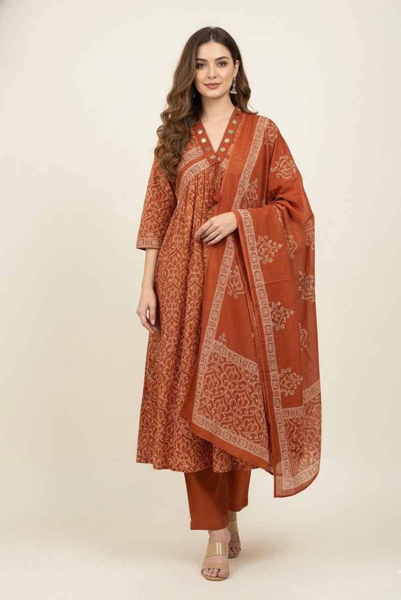 Pure Cotton A Line Dupatta Set CS0272