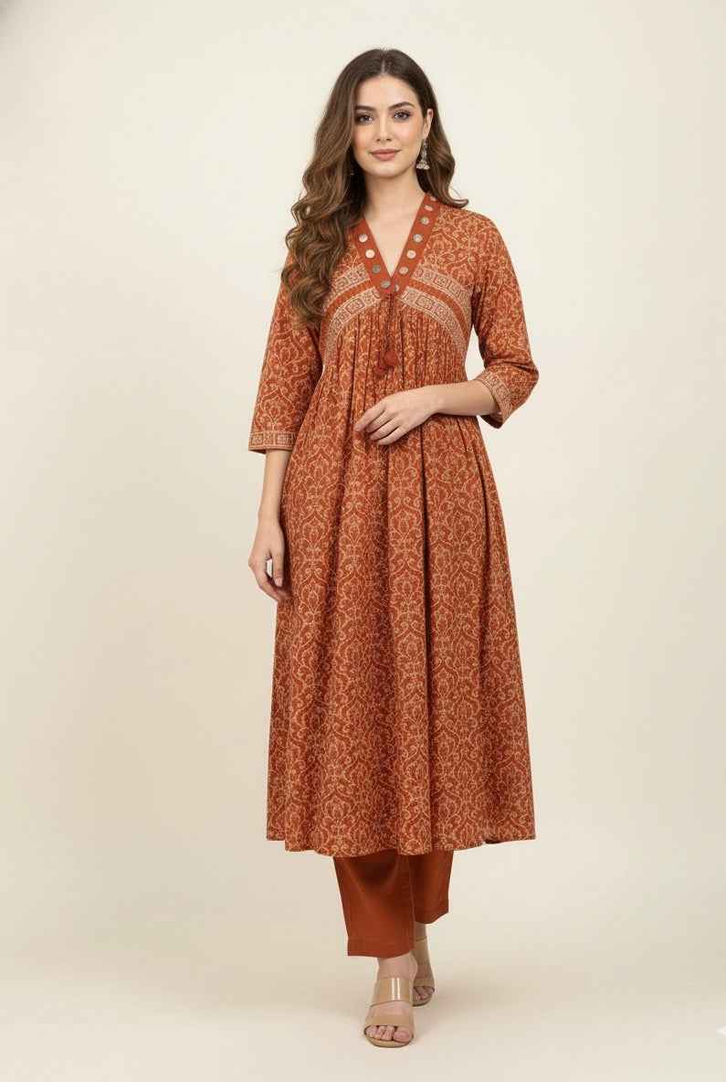 Pure Cotton A Line Dupatta Set CS0272