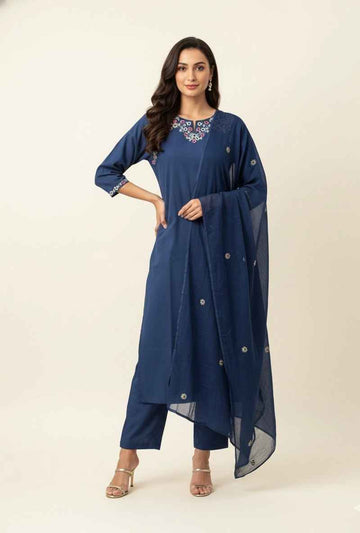 Pure Mul Cotton Three Piece Dupatta Set MC020