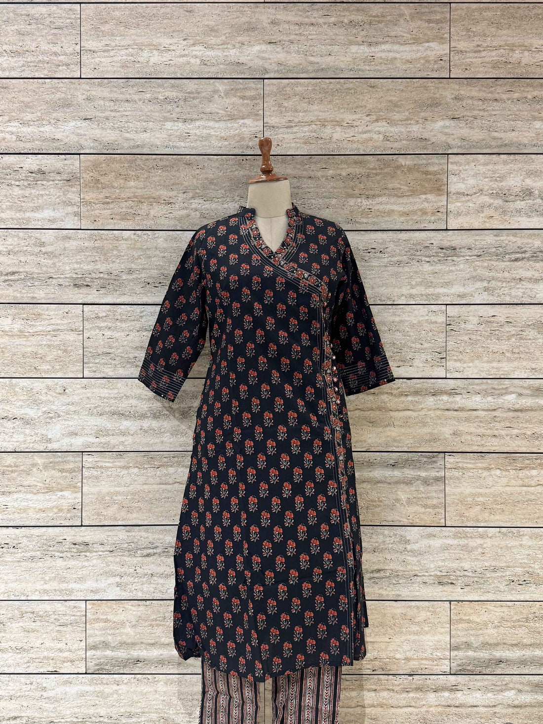 Three Piece Pure Cotton Angrakha Style Dupatta Set ANG028