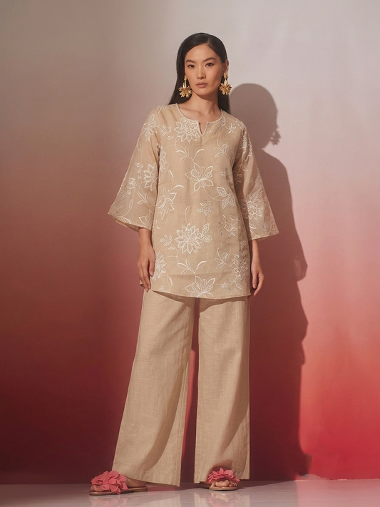 Pure Chanderi Co-Ord Set With Embroidery COS187