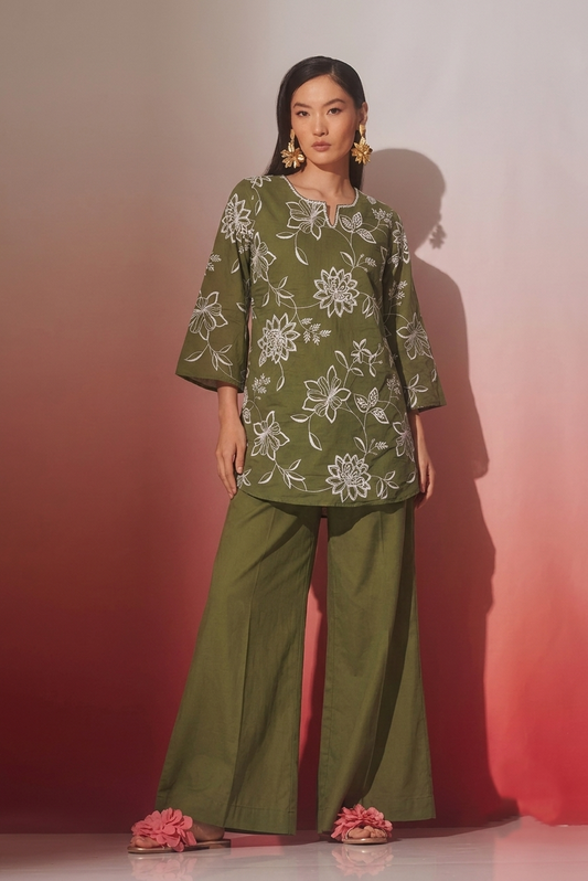 Pure Chanderi Co-Ord Set With Embroidery COS187