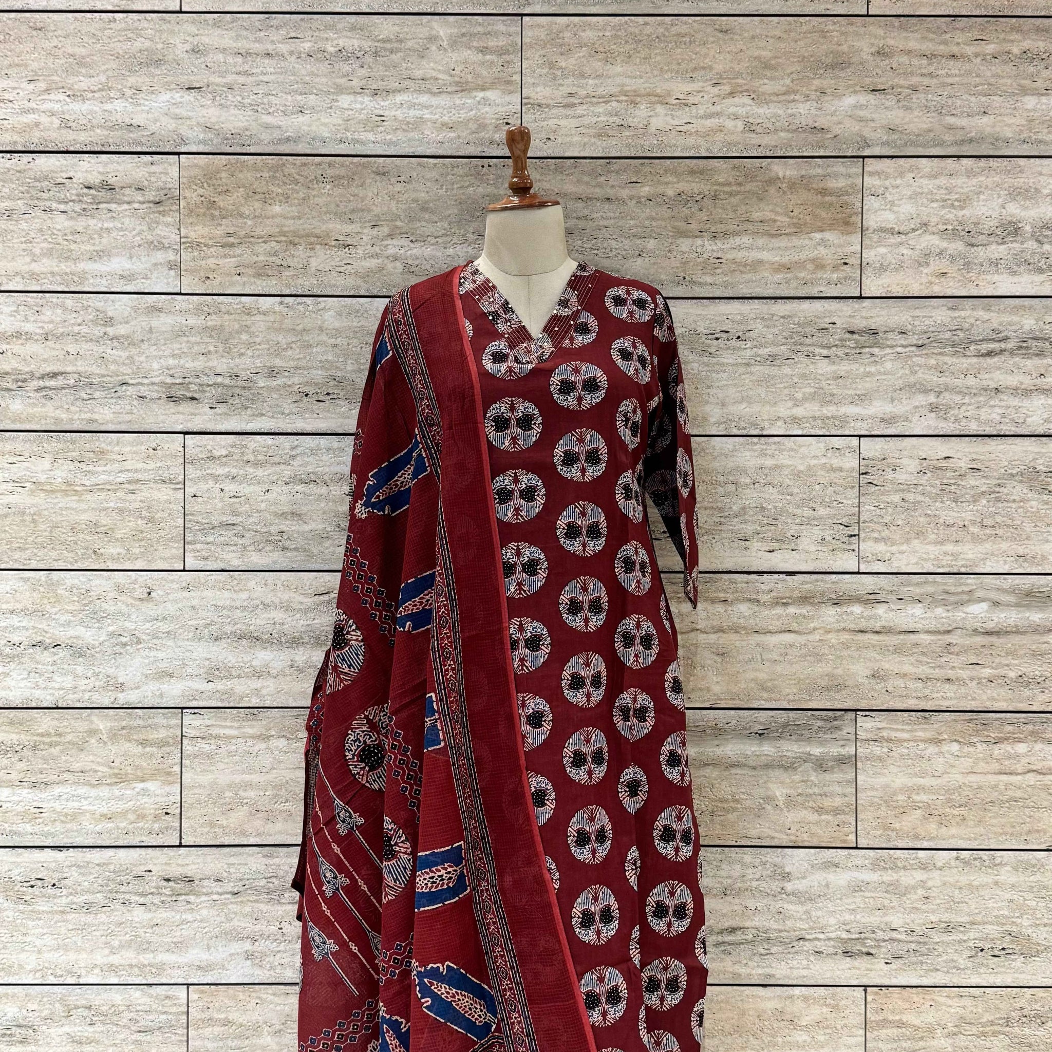 Pure Cotton Ajrakh  Print Dupatta Set (Copy)